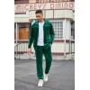 imageCOOFANDY Mens Velour Tracksuits 2 Piece Set Outfits Zip Up Sweatsuits Velvet Jacket Pants SetEvergreen