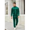 imageCOOFANDY Mens Velour Tracksuits 2 Piece Set Outfits Zip Up Sweatsuits Velvet Jacket Pants SetEvergreen
