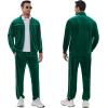 imageCOOFANDY Mens Velour Tracksuits 2 Piece Set Outfits Zip Up Sweatsuits Velvet Jacket Pants SetEvergreen