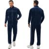 imageCOOFANDY Mens Velour Tracksuits 2 Piece Set Outfits Zip Up Sweatsuits Velvet Jacket Pants SetNavy