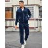 imageCOOFANDY Mens Velour Tracksuits 2 Piece Set Outfits Zip Up Sweatsuits Velvet Jacket Pants SetNavy