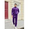 imageCOOFANDY Mens Velour Tracksuits 2 Piece Set Outfits Zip Up Sweatsuits Velvet Jacket Pants SetPurple
