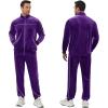 imageCOOFANDY Mens Velour Tracksuits 2 Piece Set Outfits Zip Up Sweatsuits Velvet Jacket Pants SetPurple