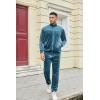 imageCOOFANDY Mens Velour Tracksuits 2 Piece Set Outfits Zip Up Sweatsuits Velvet Jacket Pants SetTeal