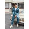 imageCOOFANDY Mens Velour Tracksuits 2 Piece Set Outfits Zip Up Sweatsuits Velvet Jacket Pants SetTeal