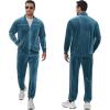 imageCOOFANDY Mens Velour Tracksuits 2 Piece Set Outfits Zip Up Sweatsuits Velvet Jacket Pants SetTeal