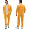 imageCOOFANDY Mens Velour Tracksuits 2 Piece Set Outfits Zip Up Sweatsuits Velvet Jacket Pants SetYellow