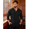 imageCOOFANDY Menss Long Sleeve Button Up Shirts Athletic Fitted Dress Shirts Silm Fit01black