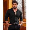 imageCOOFANDY Menss Long Sleeve Button Up Shirts Athletic Fitted Dress Shirts Silm Fit01black