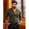 imageCOOFANDY Menss Long Sleeve Button Up Shirts Athletic Fitted Dress Shirts Silm FitArmy Green