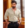 imageCOOFANDY Menss Long Sleeve Button Up Shirts Athletic Fitted Dress Shirts Silm FitKhaki