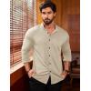 imageCOOFANDY Menss Long Sleeve Button Up Shirts Athletic Fitted Dress Shirts Silm FitKhaki