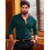 imageCOOFANDY Menss Long Sleeve Button Up Shirts Athletic Fitted Dress Shirts Silm FitLake Green