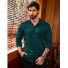 imageCOOFANDY Menss Long Sleeve Button Up Shirts Athletic Fitted Dress Shirts Silm FitLake Green