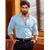 imageCOOFANDY Menss Long Sleeve Button Up Shirts Athletic Fitted Dress Shirts Silm FitLight Blue