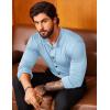 imageCOOFANDY Menss Long Sleeve Button Up Shirts Athletic Fitted Dress Shirts Silm FitLight Blue