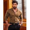 imageCOOFANDY Menss Long Sleeve Button Up Shirts Athletic Fitted Dress Shirts Silm FitLight Brown