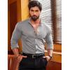 imageCOOFANDY Menss Long Sleeve Button Up Shirts Athletic Fitted Dress Shirts Silm FitLight Gray