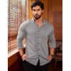 imageCOOFANDY Menss Long Sleeve Button Up Shirts Athletic Fitted Dress Shirts Silm FitLight Gray