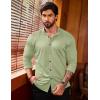 imageCOOFANDY Menss Long Sleeve Button Up Shirts Athletic Fitted Dress Shirts Silm FitLight Green