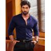 imageCOOFANDY Menss Long Sleeve Button Up Shirts Athletic Fitted Dress Shirts Silm FitNavy Blue