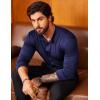 imageCOOFANDY Menss Long Sleeve Button Up Shirts Athletic Fitted Dress Shirts Silm FitNavy Blue