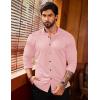imageCOOFANDY Menss Long Sleeve Button Up Shirts Athletic Fitted Dress Shirts Silm FitPink
