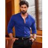 imageCOOFANDY Menss Long Sleeve Button Up Shirts Athletic Fitted Dress Shirts Silm FitRoyal Blue