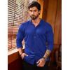 imageCOOFANDY Menss Long Sleeve Button Up Shirts Athletic Fitted Dress Shirts Silm FitRoyal Blue
