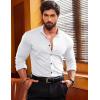 imageCOOFANDY Menss Long Sleeve Button Up Shirts Athletic Fitted Dress Shirts Silm FitWhite