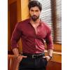 imageCOOFANDY Menss Long Sleeve Button Up Shirts Athletic Fitted Dress Shirts Silm FitWine Red