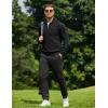 imageCOOFANDY Quarter Zip Pullover Men Dress Sweaters Long Sleeve Jacquard Checkered SweaterBlack