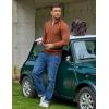 imageCOOFANDY Quarter Zip Pullover Men Dress Sweaters Long Sleeve Jacquard Checkered SweaterBrown