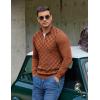 imageCOOFANDY Quarter Zip Pullover Men Dress Sweaters Long Sleeve Jacquard Checkered SweaterBrown