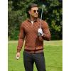 imageCOOFANDY Quarter Zip Pullover Men Dress Sweaters Long Sleeve Jacquard Checkered SweaterBrown