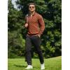 imageCOOFANDY Quarter Zip Pullover Men Dress Sweaters Long Sleeve Jacquard Checkered SweaterBrown