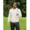 imageCOOFANDY Quarter Zip Pullover Men Dress Sweaters Long Sleeve Jacquard Checkered SweaterChampagne