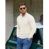 imageCOOFANDY Quarter Zip Pullover Men Dress Sweaters Long Sleeve Jacquard Checkered SweaterChampagne