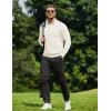 imageCOOFANDY Quarter Zip Pullover Men Dress Sweaters Long Sleeve Jacquard Checkered SweaterChampagne