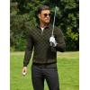 imageCOOFANDY Quarter Zip Pullover Men Dress Sweaters Long Sleeve Jacquard Checkered SweaterDeep Green