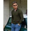 imageCOOFANDY Quarter Zip Pullover Men Dress Sweaters Long Sleeve Jacquard Checkered SweaterDeep Green