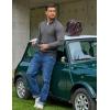 imageCOOFANDY Quarter Zip Pullover Men Dress Sweaters Long Sleeve Jacquard Checkered SweaterDeep Grey