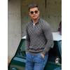 imageCOOFANDY Quarter Zip Pullover Men Dress Sweaters Long Sleeve Jacquard Checkered SweaterDeep Grey