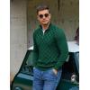 imageCOOFANDY Quarter Zip Pullover Men Dress Sweaters Long Sleeve Jacquard Checkered SweaterGreen