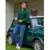 imageCOOFANDY Quarter Zip Pullover Men Dress Sweaters Long Sleeve Jacquard Checkered SweaterGreen