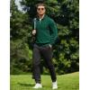 imageCOOFANDY Quarter Zip Pullover Men Dress Sweaters Long Sleeve Jacquard Checkered SweaterGreen