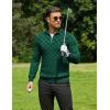 imageCOOFANDY Quarter Zip Pullover Men Dress Sweaters Long Sleeve Jacquard Checkered SweaterGreen