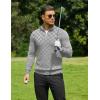 imageCOOFANDY Quarter Zip Pullover Men Dress Sweaters Long Sleeve Jacquard Checkered SweaterGrey