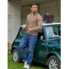 imageCOOFANDY Quarter Zip Pullover Men Dress Sweaters Long Sleeve Jacquard Checkered SweaterKhaki