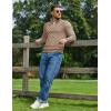imageCOOFANDY Quarter Zip Pullover Men Dress Sweaters Long Sleeve Jacquard Checkered SweaterKhaki
